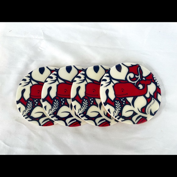 Vineyard Vines For Target Hibiscus Whale Coasters - Set of 4 EUC - Picture 2 of 4